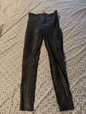 SPANX Black High-Waist Faux Leather Leggings